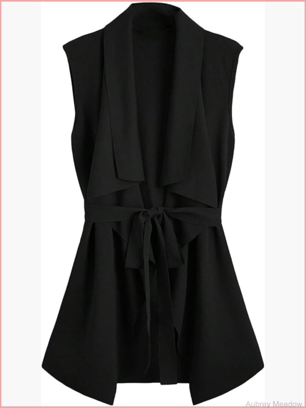 Plus Size Sleeveless Lapel Open Front Vest Jacket Cardigan with Belted